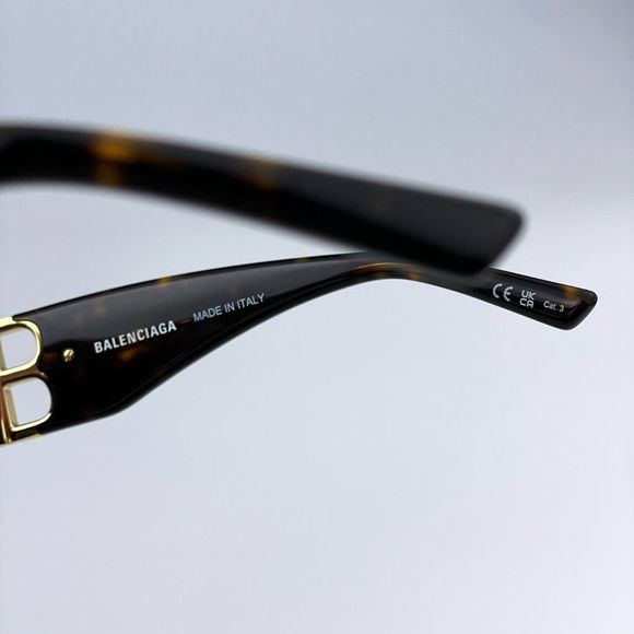 Balenciaga  BB0096S 002 Sunglasses Havana Gold Logo Green Square Unisex main image 10